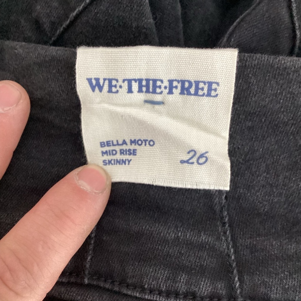 Free People We The Free Bella Moto Mid Rise Skinny Jeans Black 26 - Picture 7 of 8